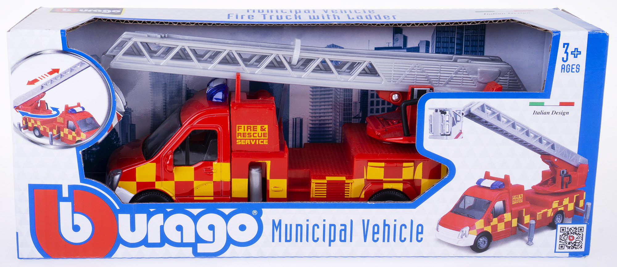 Bburago - Municipal Vehicle, Fire Truck With Ladder 18-32267