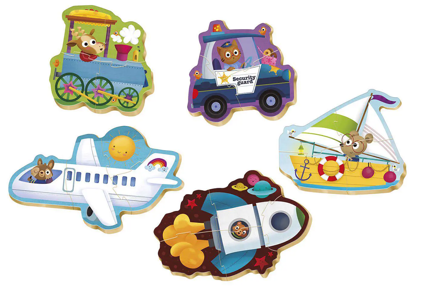 Educa - 5 In 1 Puzzle Baby, Transportation 3/4/4/4/5 Pcs 18059