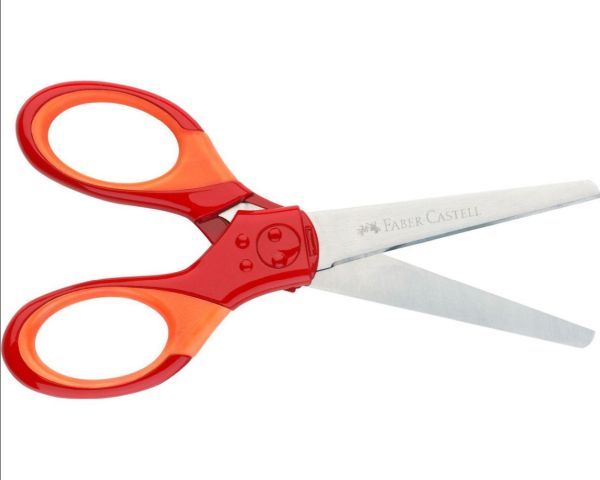 Faber Castell - Ψαλίδι Σχολικό Με Προστατευτικό Grip Scissors, Κόκκινο 181550