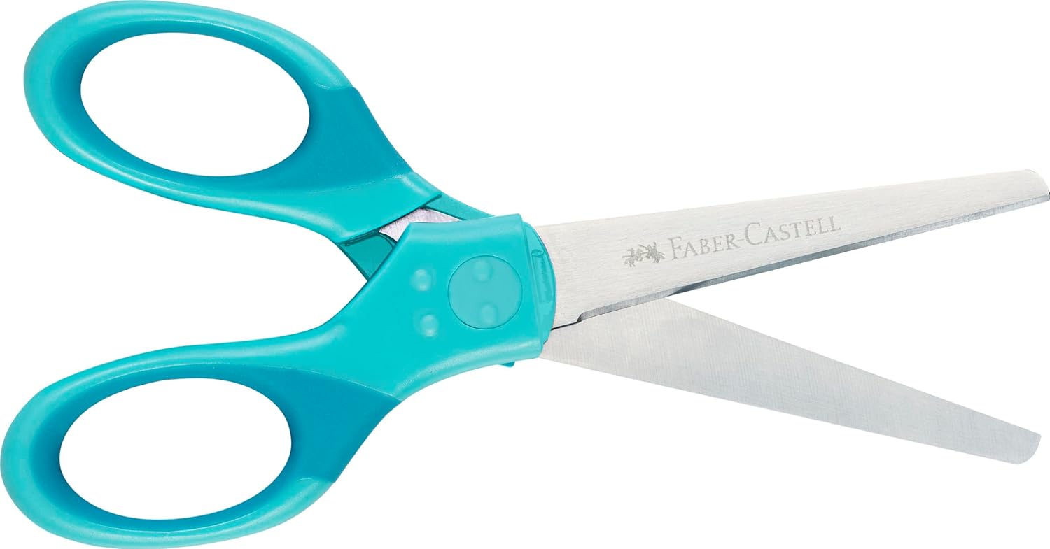 Faber Castell - Ψαλίδι Σχολικό Με Προστατευτικό Grip Scissors, Τυρκουάζ 181554