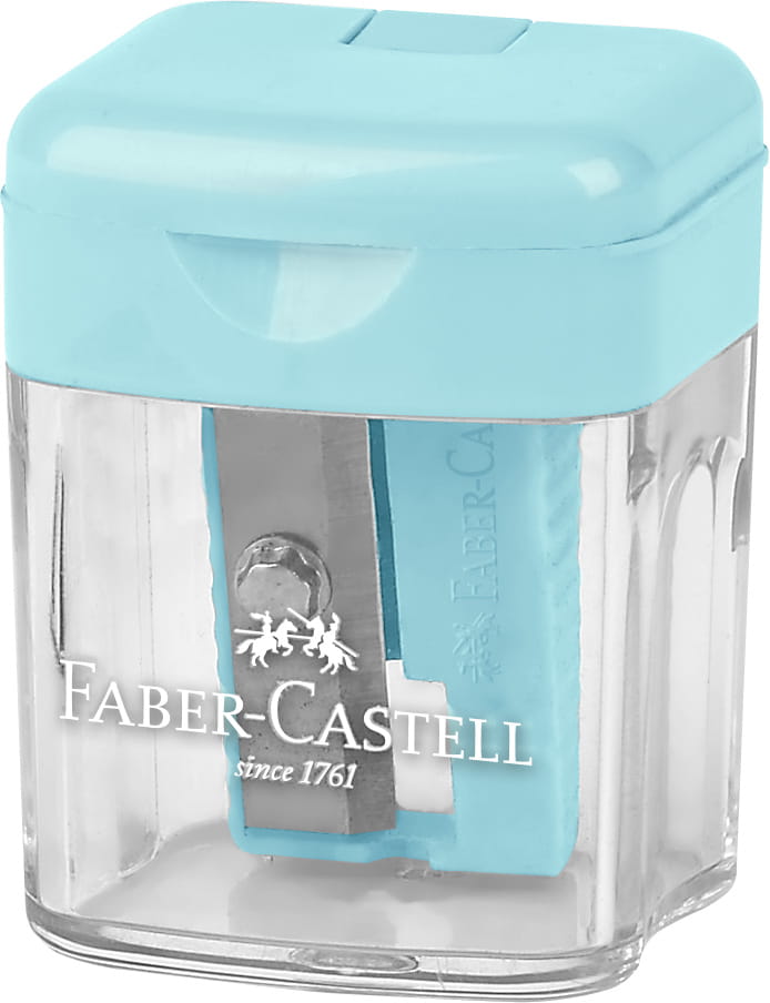 Faber Castell - Ξύστρα Βαρελάκι Μονή Mini Box, Παστέλ Γαλάζιο 182801