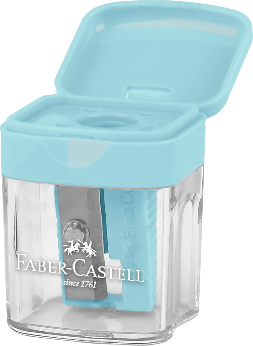 Faber Castell - Ξύστρα Βαρελάκι Μονή Mini Box, Παστέλ Γαλάζιο 182801