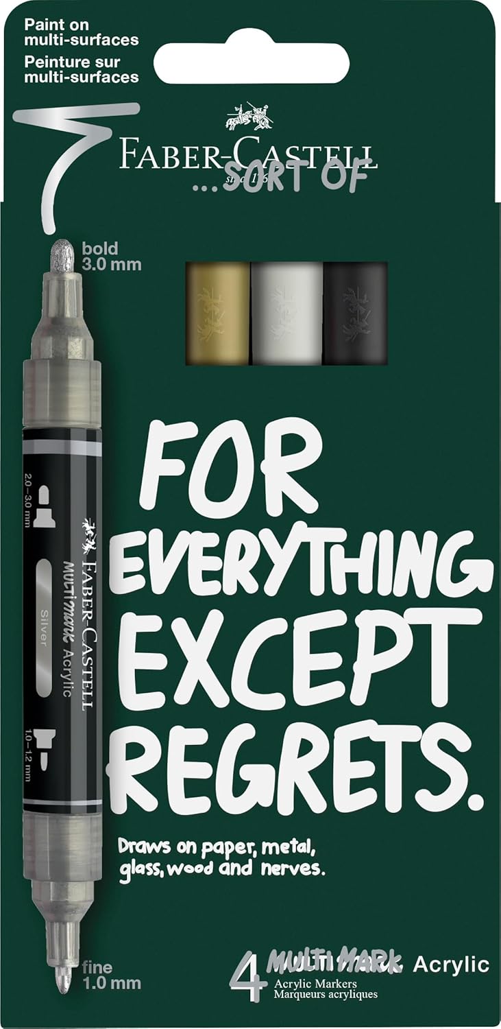 Faber Castell - Διπλός Ακρυλικός Μαρκαδόρος Multimark, Set Of 4 Classic Colours 186010