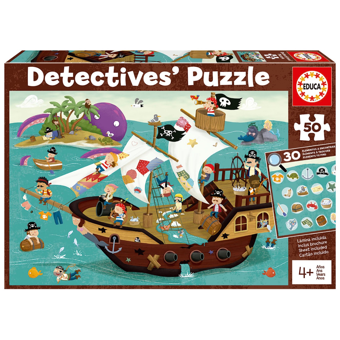 Educa - Puzzle, Pirates´ Boat "Detectives 50 Pcs 18896