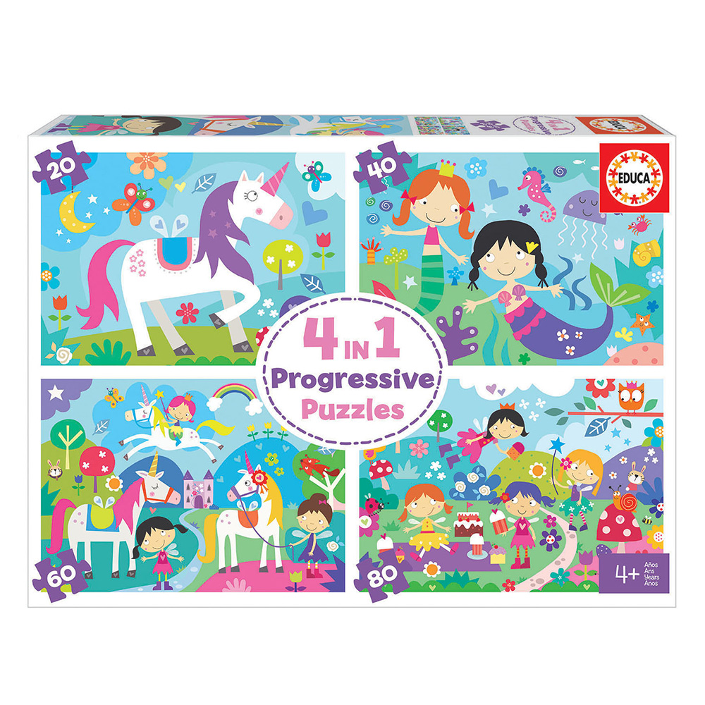 Educa - 4 In 1 Puzzle Progressive, Fantasy Friends 20/40/60/80 Pcs 18905 Educa - 4 In 1 Puzzle Progressive, Fantasy Friends 20/40/60/80 Pcs 18905