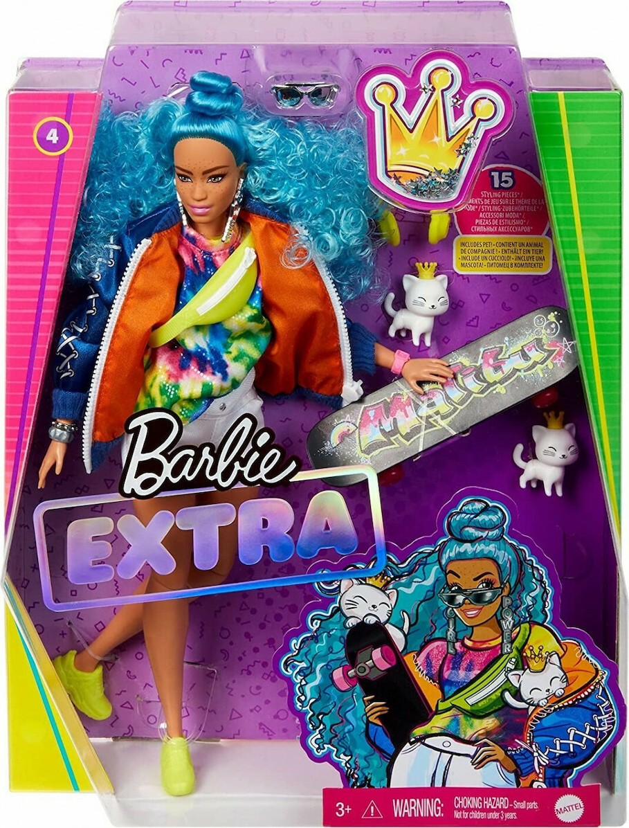 Mattel Barbie - Extra Doll, Blue Curly Hair GRN30 (GRN27)