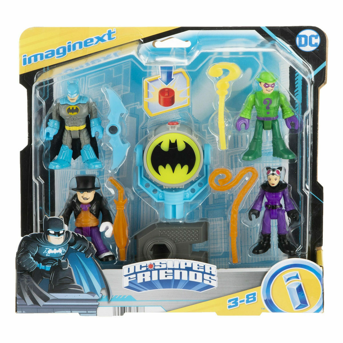 Mattel Imaginext – DC Super Friends, Bat-Tech Bat-Signal Φιγούρες Σετ Των 4 HFD47