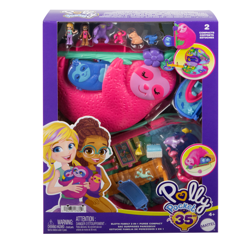 Mattel Polly Pocket - Sloth Family 2-in-1 Purse Compact HRD40 (GKJ63)