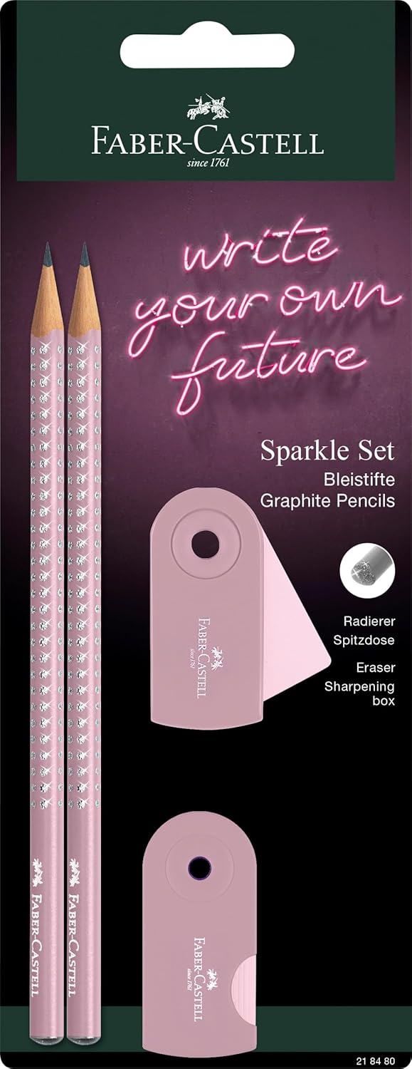 Faber Castell - Σετ Mολυβιών Grip Sparkle, Pink-Pink 218480