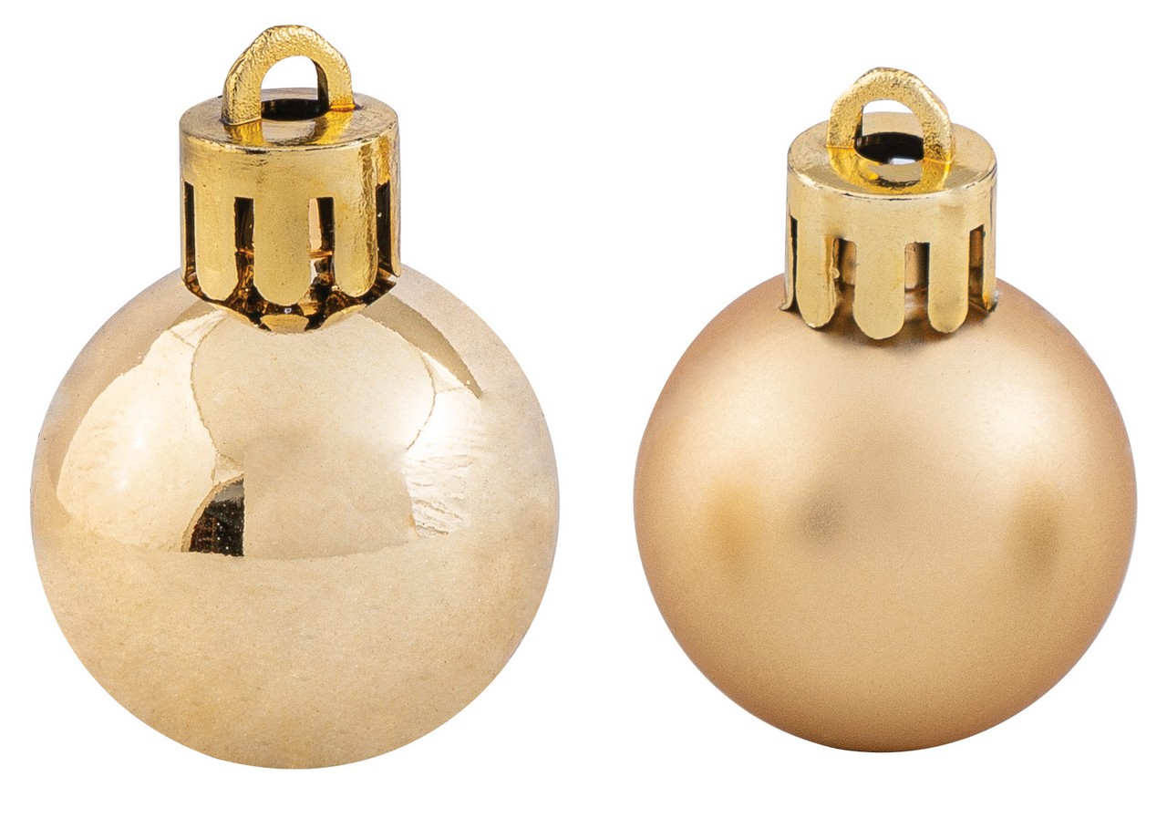 Lianos - Χρυσές Πλαστικές Μπάλες, Γυαλιστερές Και Μάτ 3cm Σετ 24 Τμχ 23594