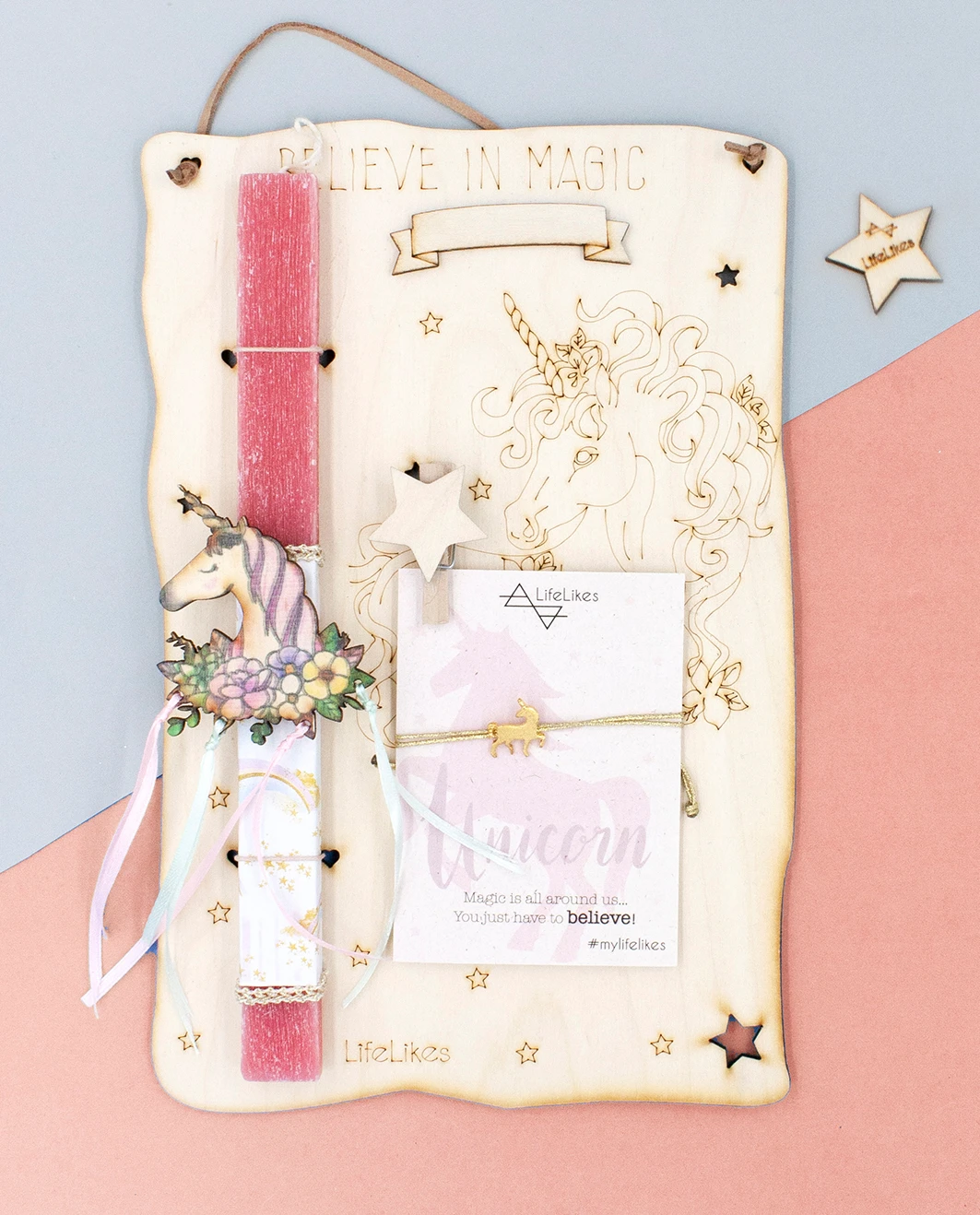 Life Likes - Λαμπάδα Unicorn Κορδέλες Κάδρο 2373