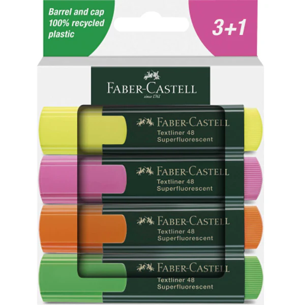 Faber Castell - Μαρκαδόρος Υπογράμμισης Textliner 1546 Fluo 4 Τμχ 254844