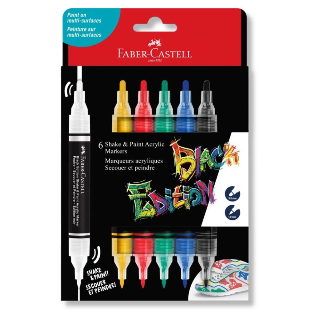 Faber Castell - Σετ Ακρυλικοί Μαρκαδόροι Με Διπλή Μύτη Black Edition, Classic Colours 6 Τμχ 285507 Faber Castell - Σετ Ακρυλικοί Μαρκαδόροι Με Διπλή Μύτη Black Edition, Classic Colours 6 Τμχ 285507