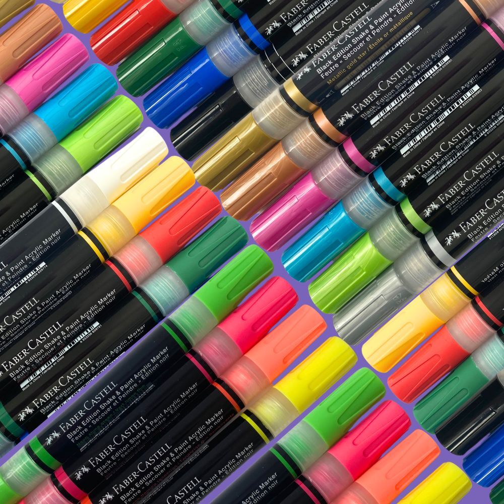 Faber Castell - Σετ Ακρυλικοί Μαρκαδόροι Με Διπλή Μύτη Black Edition, Metallic Colours 6 Τμχ 285517 Faber Castell - Σετ Ακρυλικοί Μαρκαδόροι Με Διπλή Μύτη Black Edition, Metallic Colours 6 Τμχ 285517