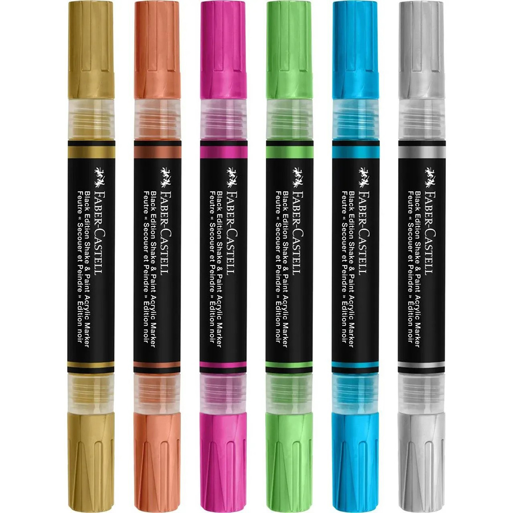 Faber Castell - Σετ Ακρυλικοί Μαρκαδόροι Με Διπλή Μύτη Black Edition, Metallic Colours 6 Τμχ 285517 Faber Castell - Σετ Ακρυλικοί Μαρκαδόροι Με Διπλή Μύτη Black Edition, Metallic Colours 6 Τμχ 285517