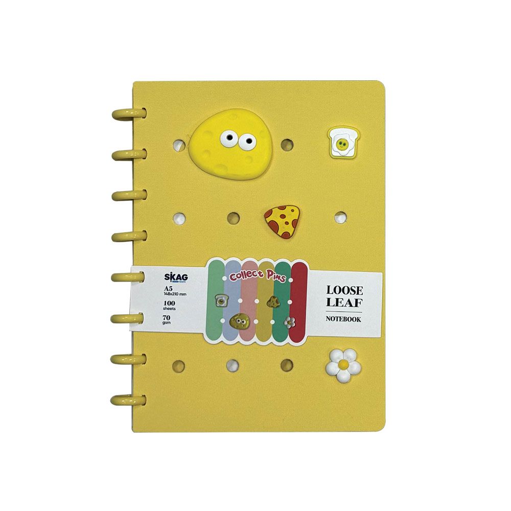 Skag - Τετράδιο Με Κλιπ Αφρώδες Εξώφυλλο Collect Pins 15X21cm Ριγέ 100Φ 70γρ, Παστέλ Κίτρινο 306652