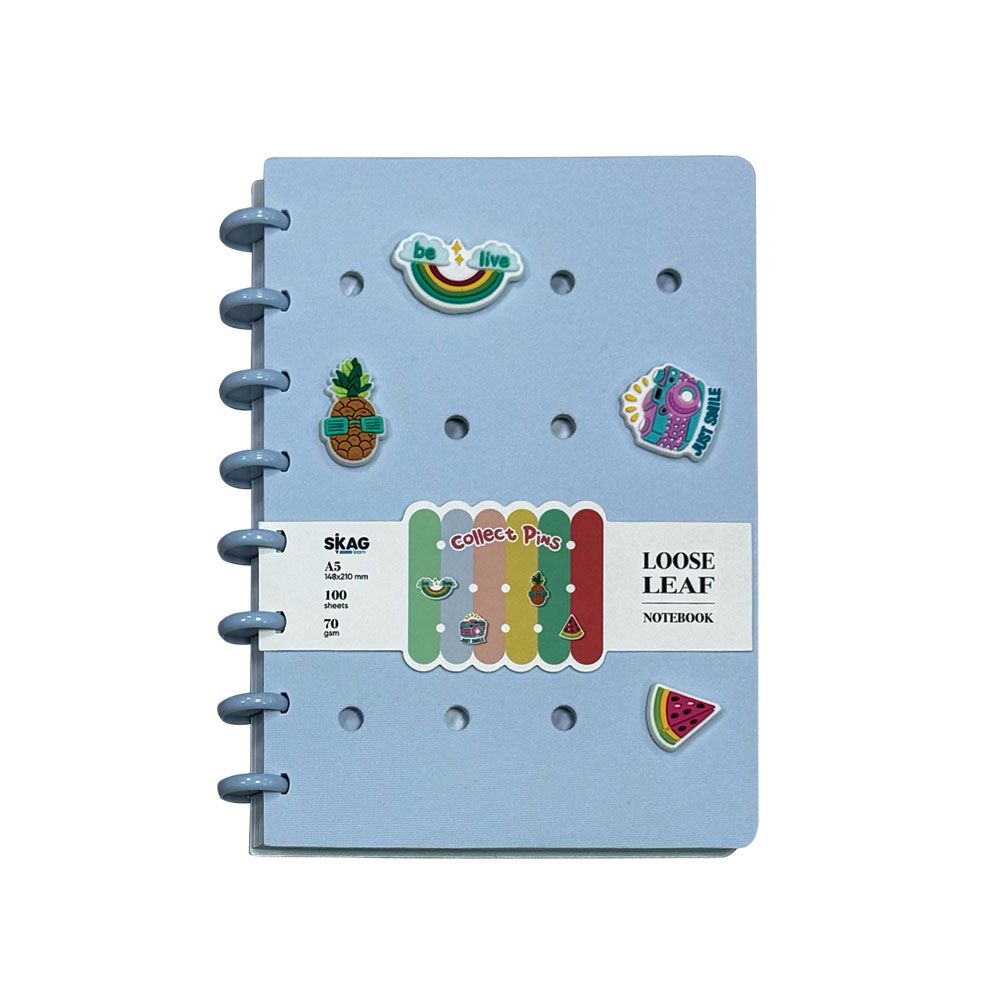 Skag - Τετράδιο Με Κλιπ Αφρώδες Εξώφυλλο Collect Pins 15X21cm Ριγέ 100Φ 70γρ, Παστέλ Μπλε 306652