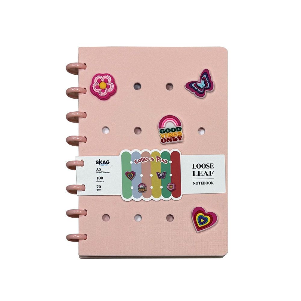 Skag - Τετράδιο Με Κλιπ Αφρώδες Εξώφυλλο Collect Pins 15X21cm Ριγέ 100Φ 70γρ, Παστέλ Σομόν 306652