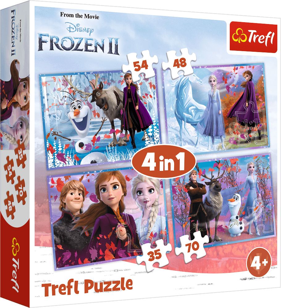 Trefl - Puzzle 4 in 1 ,Disney Frozen 2 Elsa Anna 54/48/35/70 Pcs 34323 Trefl - Puzzle 4 in 1 ,Disney Frozen 2 Elsa Anna 54/48/35/70 Pcs 34323