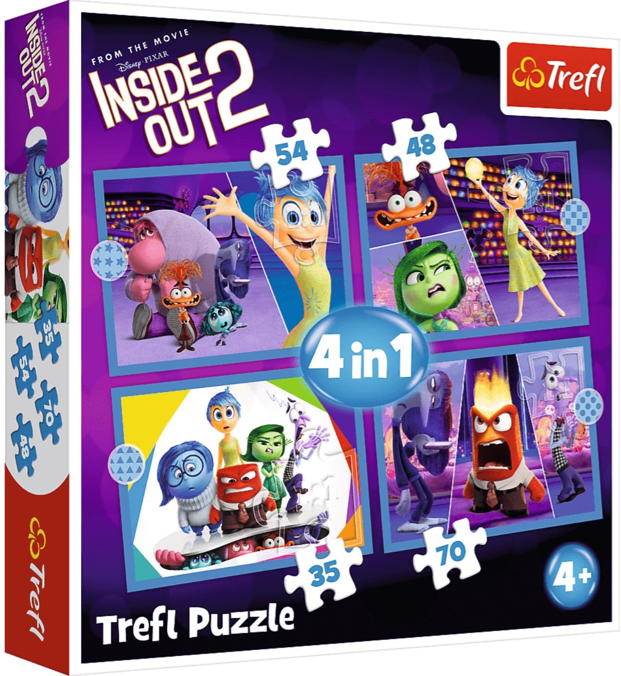 Trefl - Puzzle 4 in 1, Inside Out 2 Emotions Rule 54/48/35/70 Pcs 34652 Trefl - Puzzle 4 in 1, Inside Out 2 Emotions Rule 54/48/35/70 Pcs 34652