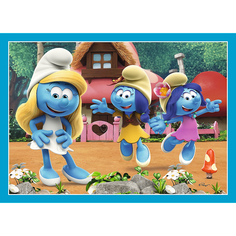 Trefl - Puzzle 4 in 1, Smurf Village 54/48/35/70 Pcs 34656
