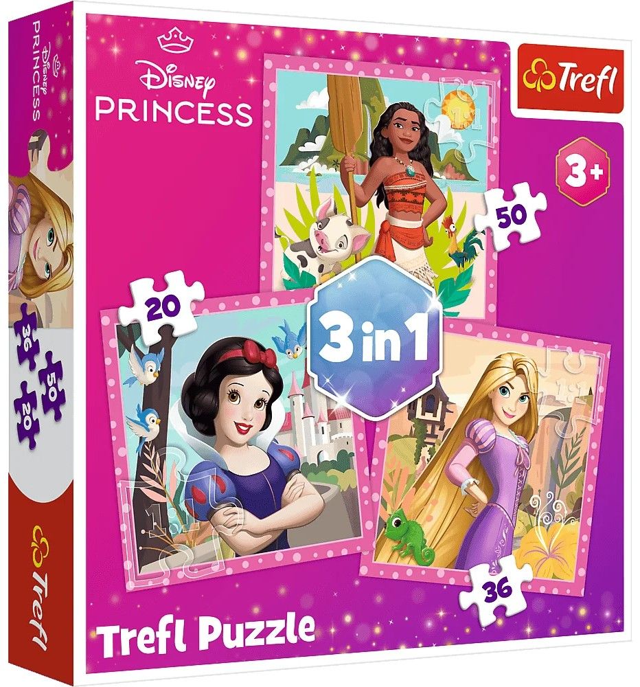 Trefl – Puzzle 3 in 1 Disney Princess 20/36/50 Pcs 34875