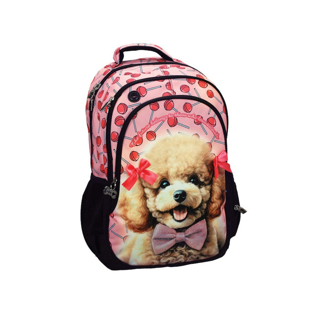 Back Me Up - Τσάντα Πλάτης Δημοτικού 3 Θήκες, Love Poodle 357-21031