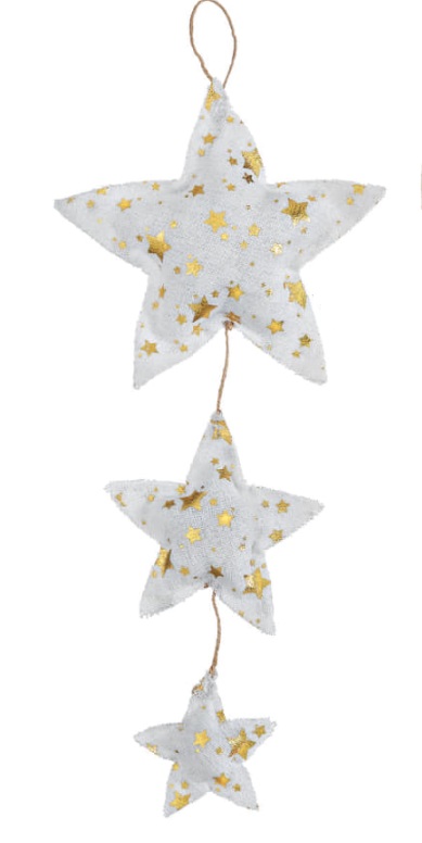 Adorex - Γιρλάντα Αστέρια Λευκά, Με Χρυσά Αστέρια 16x45 εκ 3M2354