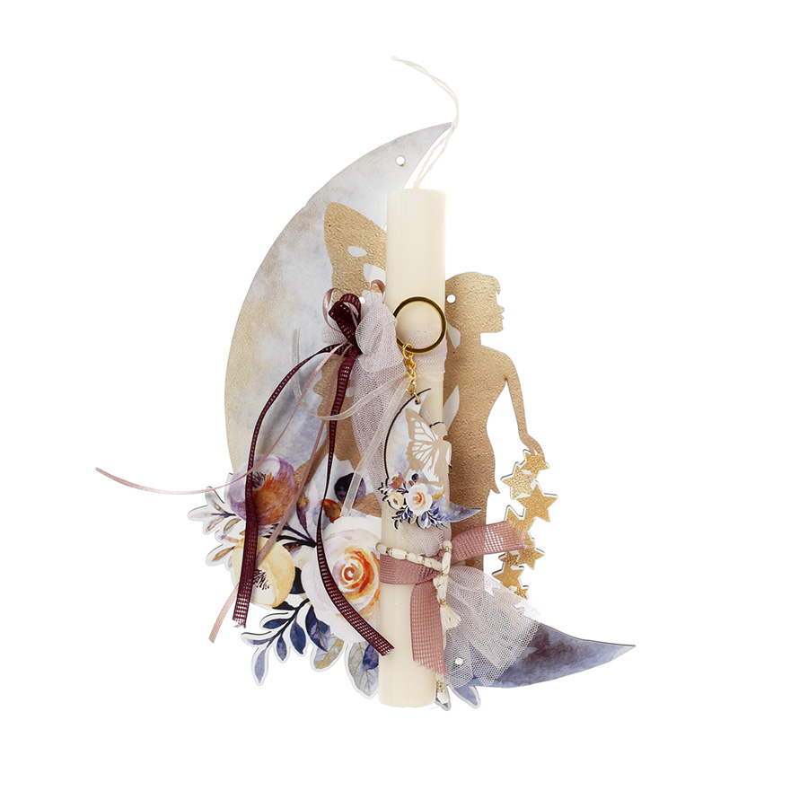 Ζήβας - Πασχαλινή Λαμπάδα Με Πλάτη, Κοπτικό, Φεγγάρι Μωβ Νεράιδα 41-1197A