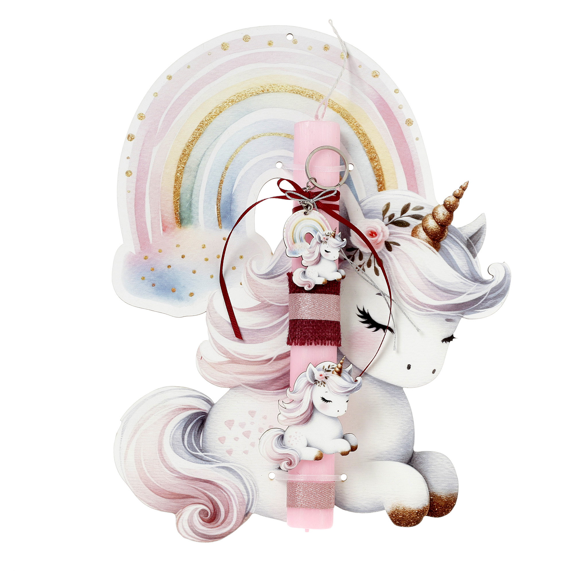 Ζήβας - Πασχαλινή Λαμπάδα Με Πλάτη, Ουράνιο Τόξο Μονόκερος 41-1242A