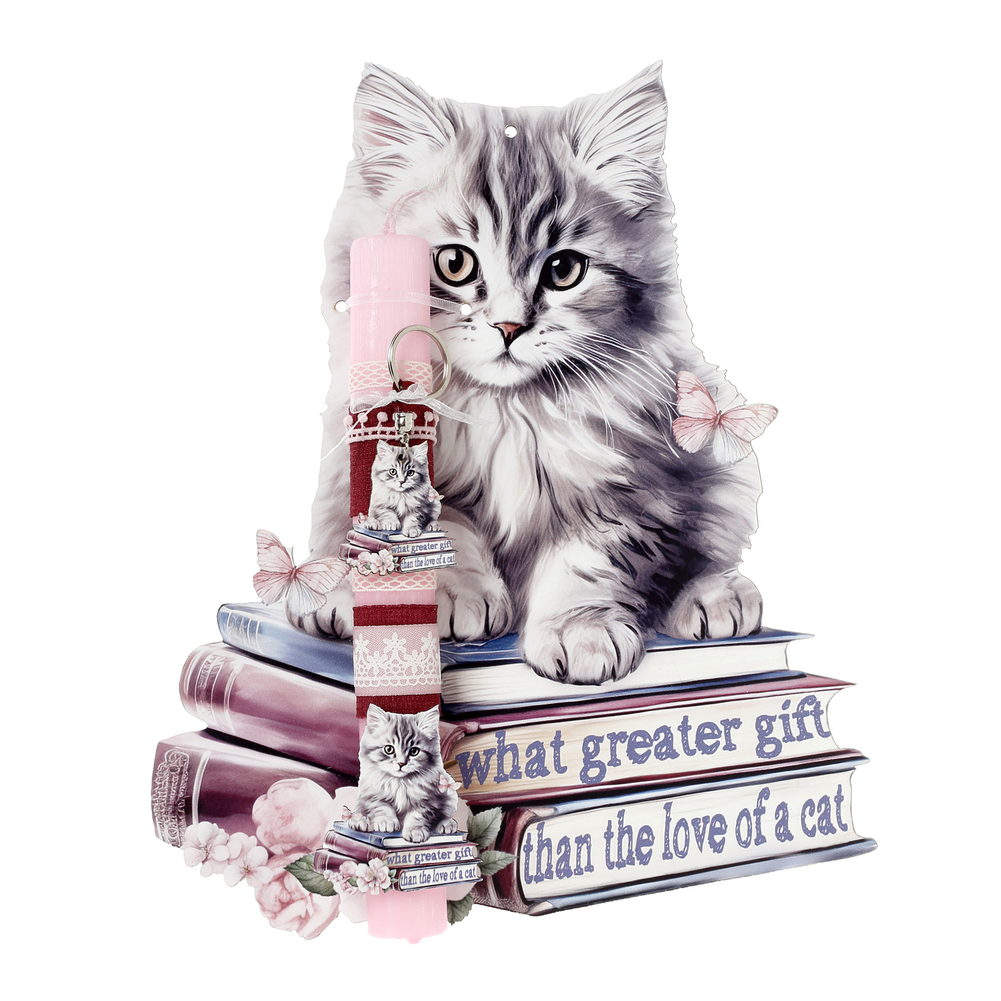 Ζήβας - Πασχαλινή Λαμπάδα Με Πλάτη, Κοπτικό, Γάτα Βιβλίο 41-1252