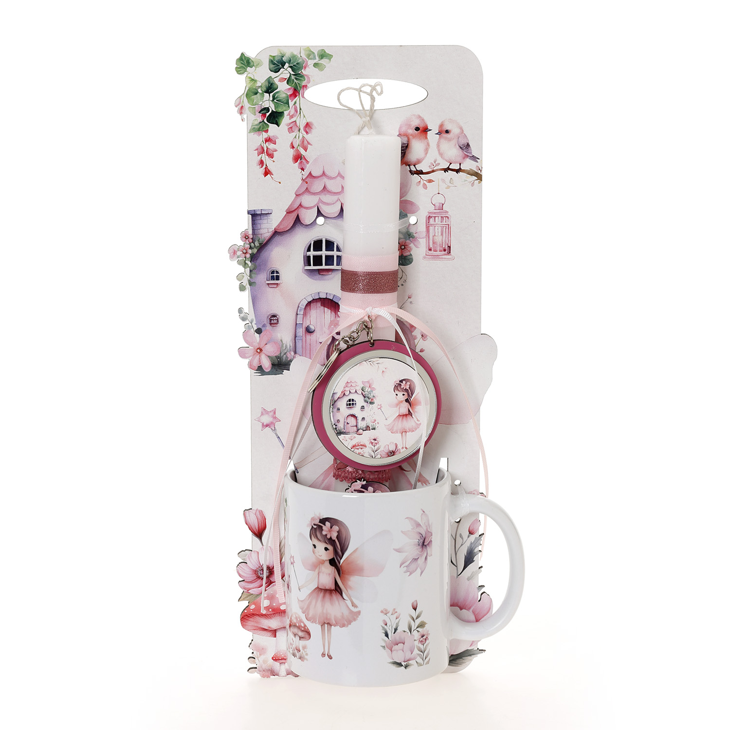 Ζήβας - Πασχαλινή Λαμπάδα Με Πλάτη Και Κούπα, Νεράιδα Σπίτι Πουλάκια 41-1316K