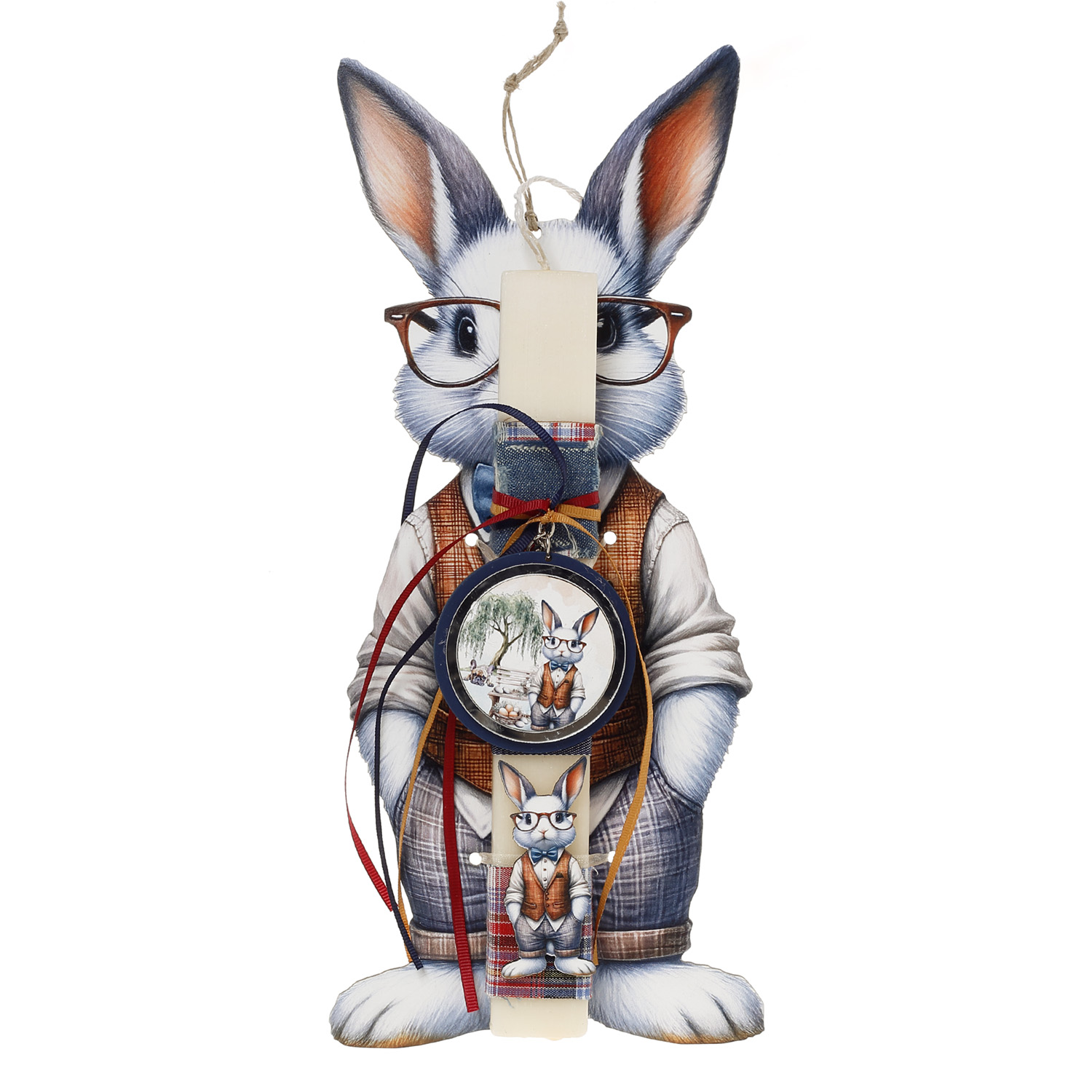 Ζήβας - Πασχαλινή Λαμπάδα Με Πλάτη, Κοπτικό,  Λαγός Γυαλιά 41-1322