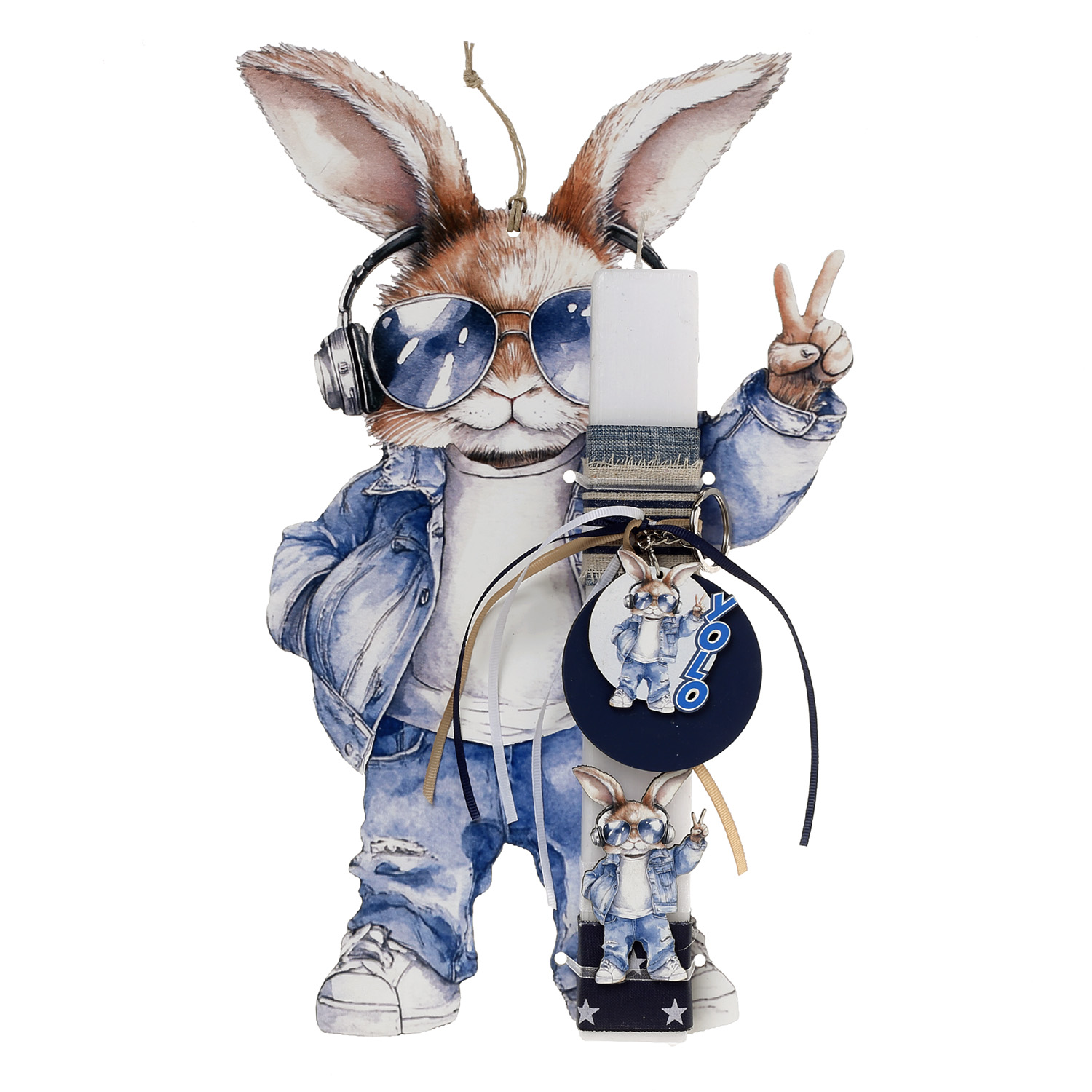 Ζήβας - Πασχαλινή Λαμπάδα Με Πλάτη, Κοπτικό, Λαγός Yolo 41-1351