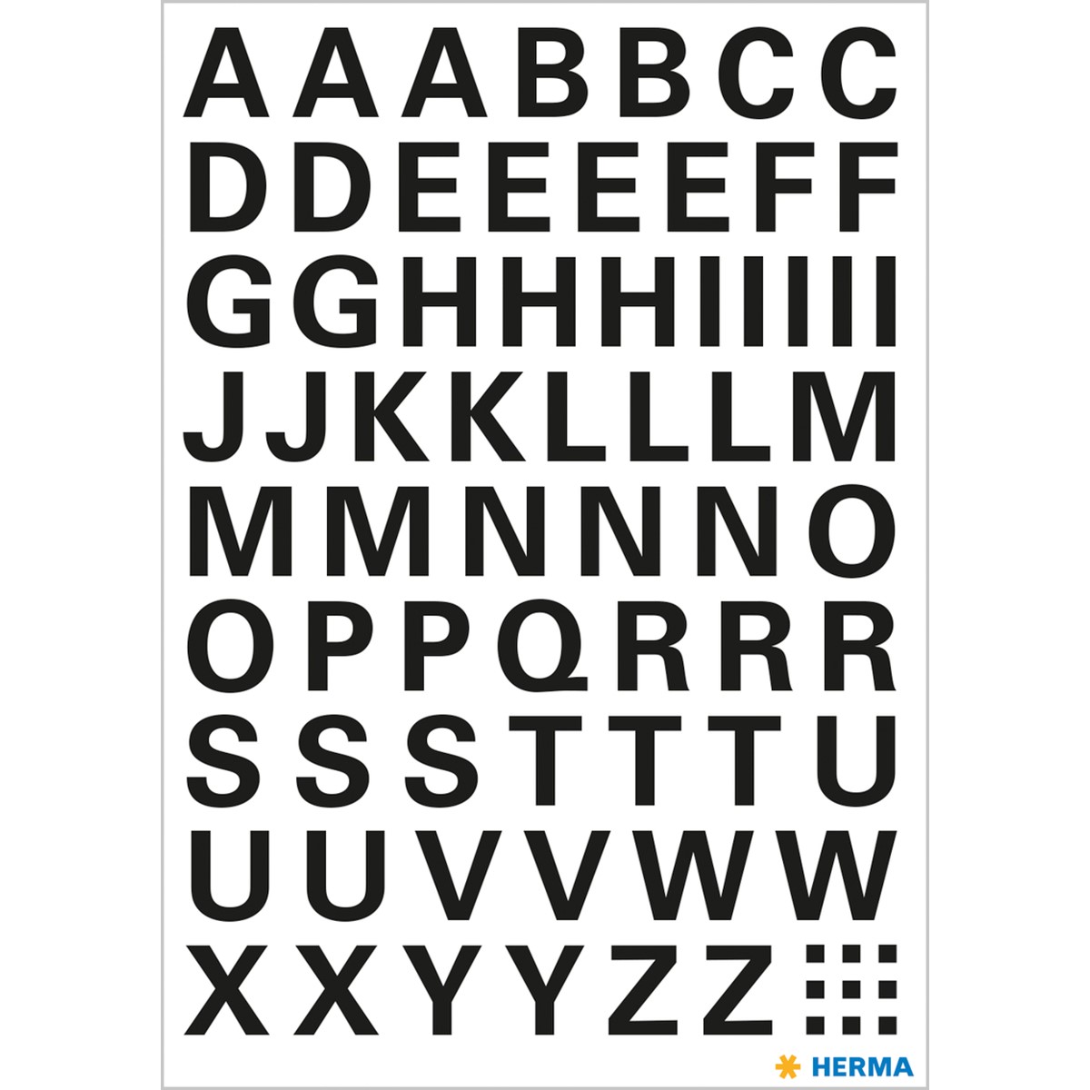 Herma - Αυτοκολλητάκια, Letters 10 mm A-Z Weatherproof Film Black 4158