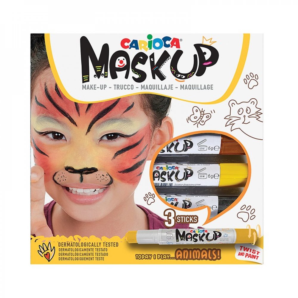 Carioca – Χρώματα Προσώπου Mask Up Animals (Μαύρο-Κίτρινο-Καφέ) 43048