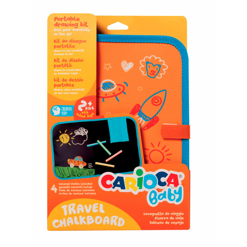 Carioca - Σετ Πίνακα Κιμωλίας 21x29cm + 4 Κιμωλίες Carioca Baby 2+ Travel Chalkboard 43555