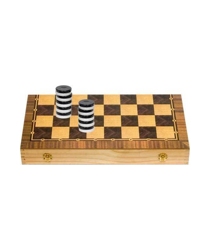 ToyMarkt - Σκάκι - Τάβλι Ξύλινο Με Πιόνια & Πούλια 37x38cm 500027