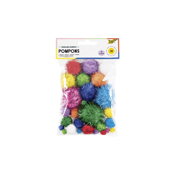 Folia - Πομ-Πομς Χειροτεχνίας, Sparkling Rainbow 30 Τεμ 1-4 εκ 50311