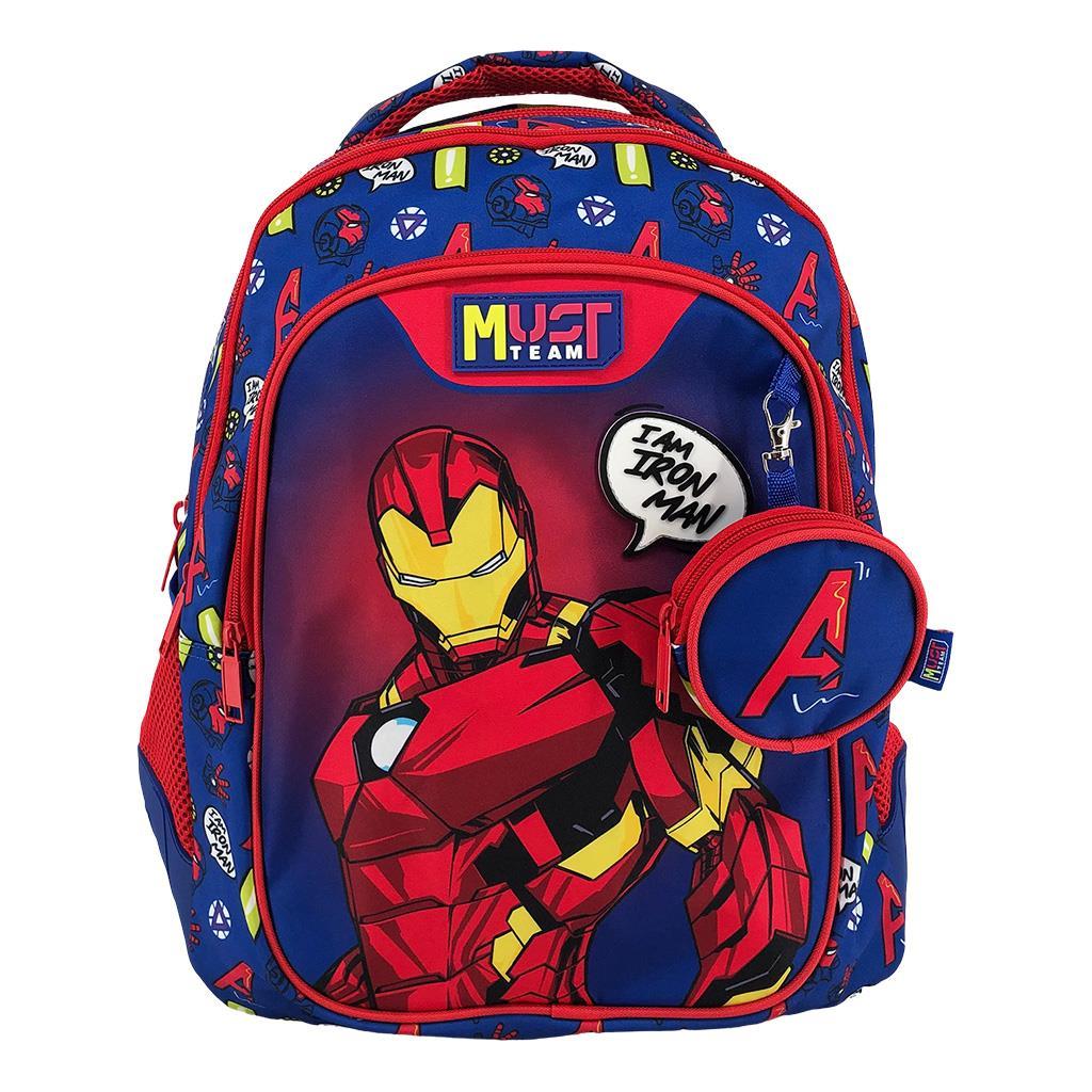 Diakakis - Τσάντα Πλάτης Δημοτικού Must 3 Θήκες, Avengers, Iron Man Blue 506365