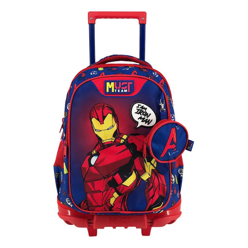 Diakakis - Σακίδιο Τρόλεϊ Δημοτικού Must 3 Θήκες, Avengers, Iron Man Blue 506377