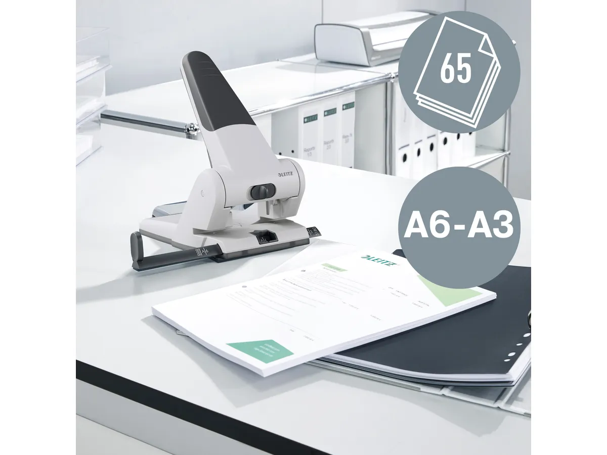 Leitz - Περφορατέρ Heavy Duty 5180 2 Τρυπών, 65 Φύλλων Άσπρο/Μαύρο 5180-00-95