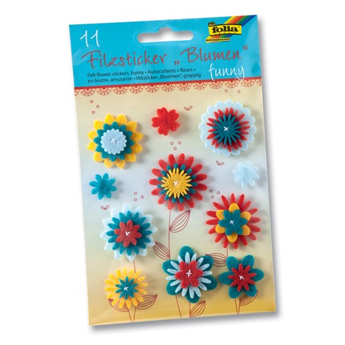 Folia - Αυτοκόλλητα Τσόχινα Διακοσμητικά, Λουλούδια 11 Τεμαχίων 5271