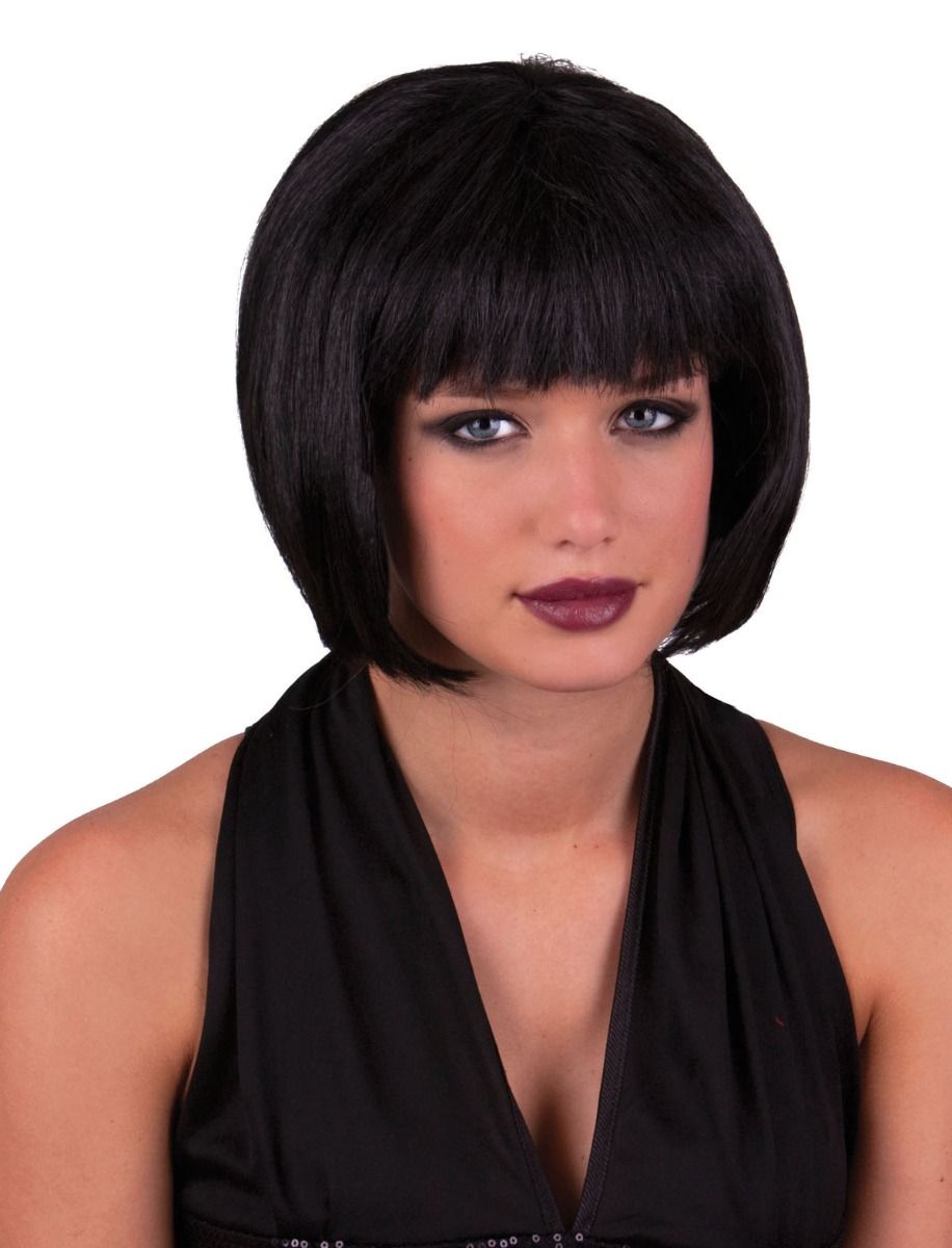 Funny Fashion - Περούκα Μαύρη Καρέ Με Αφέλειες 57319