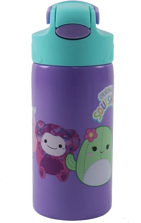 Gim - Παγούρι Ανοξείδωτο Με Καλαμάκι, Squishmallows 500 ml 574-20245