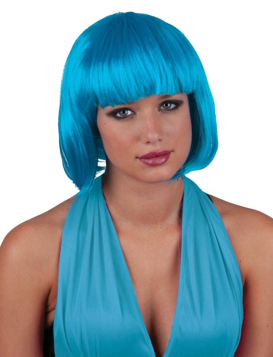 Funny Fashion - Περούκα Καρέ Κοντή Με Αφέλειες Τυρκουάζ 57500