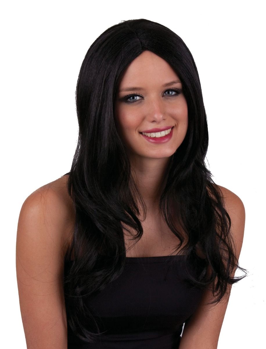 Funny Fashion - Περούκα Μαύρη Μακριά Με Χωρίστρα 57635