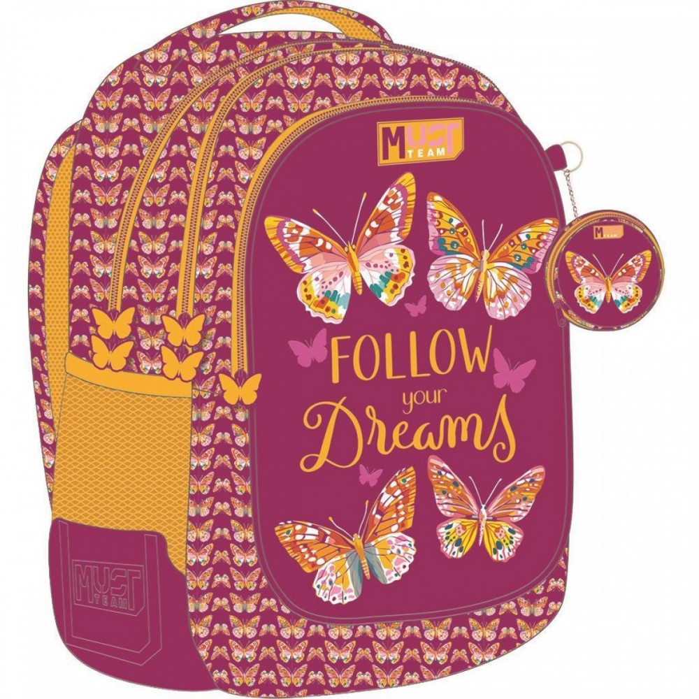 Diakakis - Τσάντα Πλάτης Δημοτικού Must 3 Θήκες, Butterfly Follow Your Dreams 587216