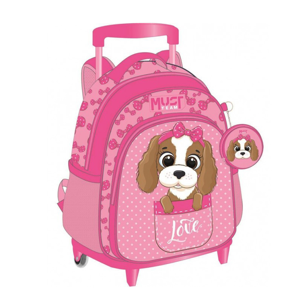 Diakakis – Τσάντα Τρόλεϊ Νηπιαγωγείου Must 2 Θήκες, Dog With Pink Bow 587294