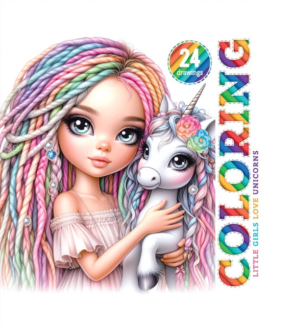 Coloring Page, Little Girls Love Unicorns